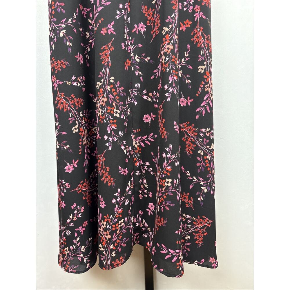Nanette Lepore Black Floral Print Maxi Dress Size 14 Tie Waist Whimsigoth Fairy - Picture 13 of 14